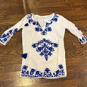Debbie Katz Blue Embroidery Coverup
